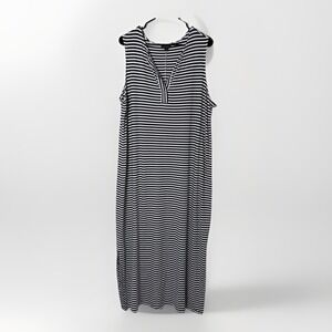 J Jill Wearever Collection Coastal Nautical Stripe Maxi Dress Size XL Sleeveless